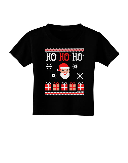 Ho Ho Ho Ugly Christmas Sweater Toddler T-Shirt Dark-Toddler T-Shirt-TooLoud-Black-2T-Davson Sales