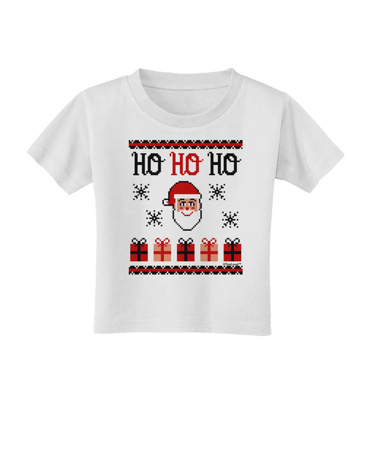 Ho Ho Ho Ugly Christmas Sweater Toddler T-Shirt-Toddler T-Shirt-TooLoud-White-2T-Davson Sales