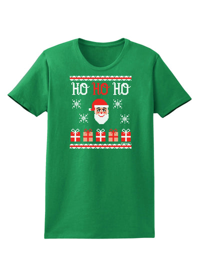 Ho Ho Ho Ugly Christmas Sweater Womens Dark T-Shirt-TooLoud-Kelly-Green-X-Small-Davson Sales