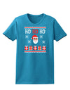 Ho Ho Ho Ugly Christmas Sweater Womens Dark T-Shirt-TooLoud-Turquoise-X-Small-Davson Sales