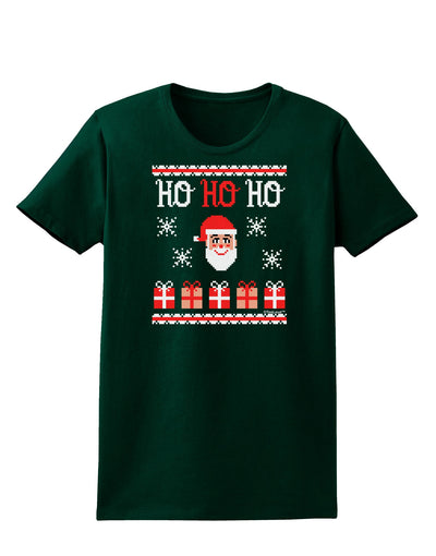 Ho Ho Ho Ugly Christmas Sweater Womens Dark T-Shirt-TooLoud-Forest-Green-Small-Davson Sales