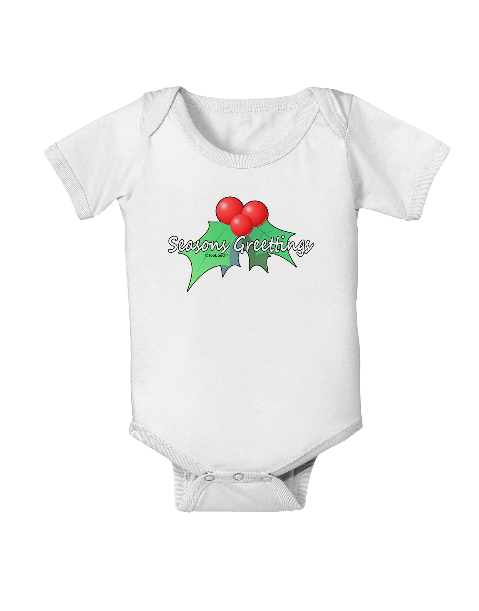 Holly Seasons Greetings Text Baby Romper Bodysuit by TooLoud-Baby Romper-TooLoud-White-06-Months-Davson Sales