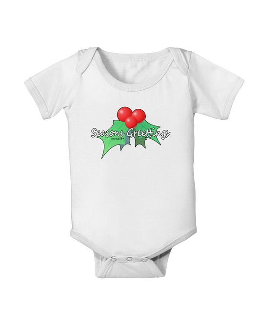 Holly Seasons Greetings Text Baby Romper Bodysuit by TooLoud-Baby Romper-TooLoud-White-06-Months-Davson Sales