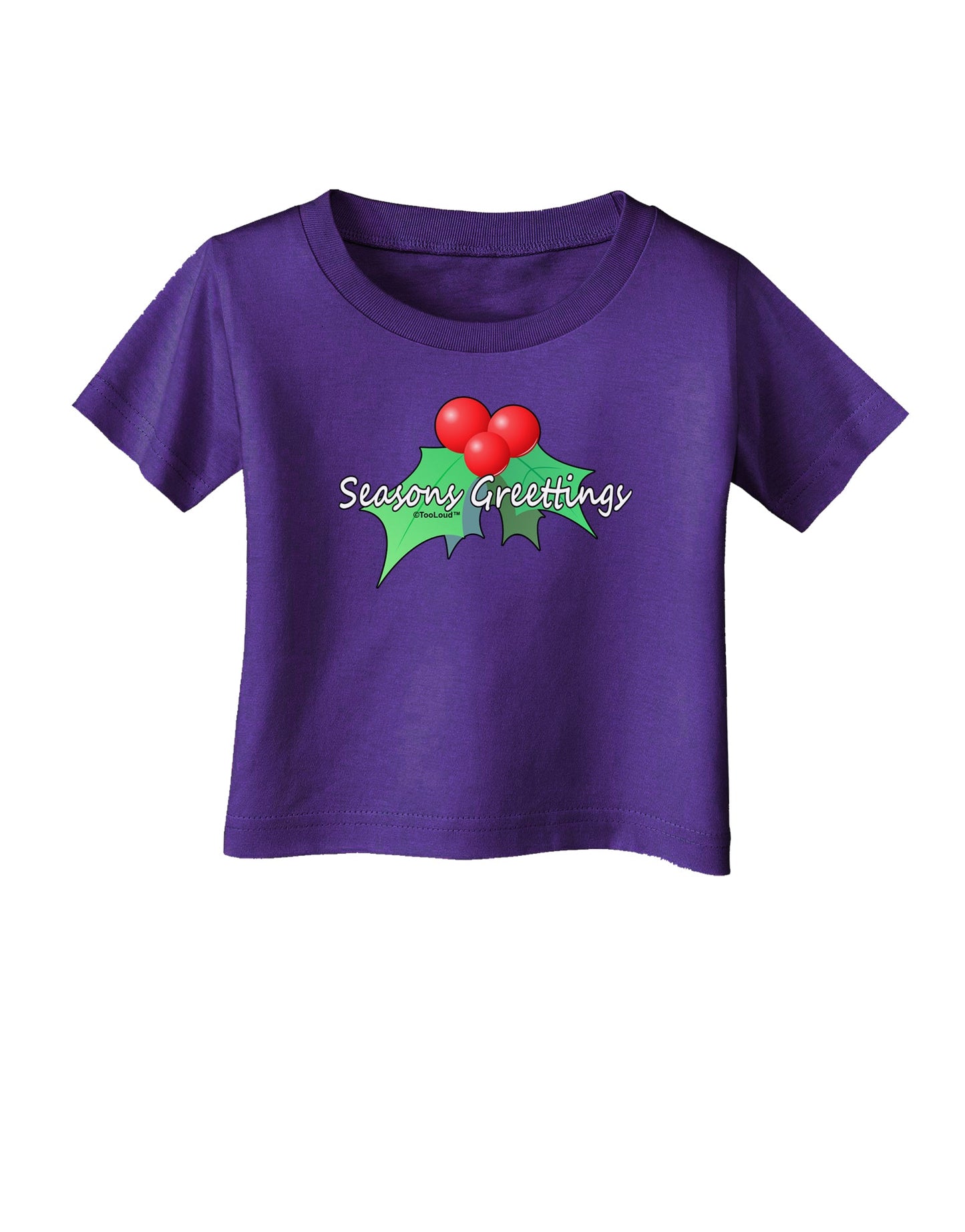 Holly Seasons Greetings Text Infant T-Shirt Dark by TooLoud-Infant T-Shirt-TooLoud-Purple-06-Months-Davson Sales