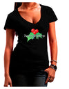 Holly Seasons Greetings Text Juniors V-Neck Dark T-Shirt by TooLoud-Womens V-Neck T-Shirts-TooLoud-Black-Juniors Fitted Small-Davson Sales