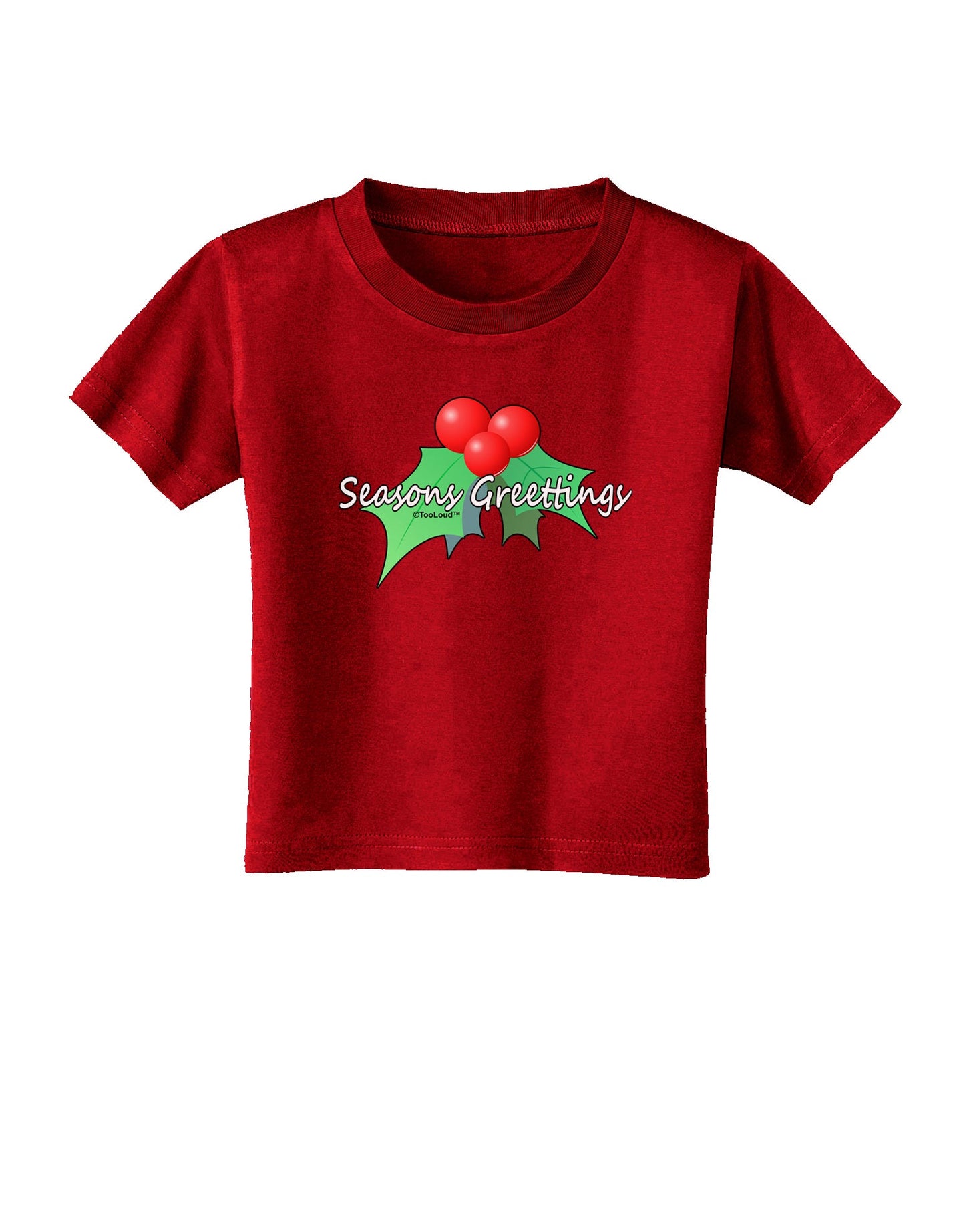 Holly Seasons Greetings Text Toddler T-Shirt Dark by TooLoud-Toddler T-Shirt-TooLoud-Clover-Green-2T-Davson Sales