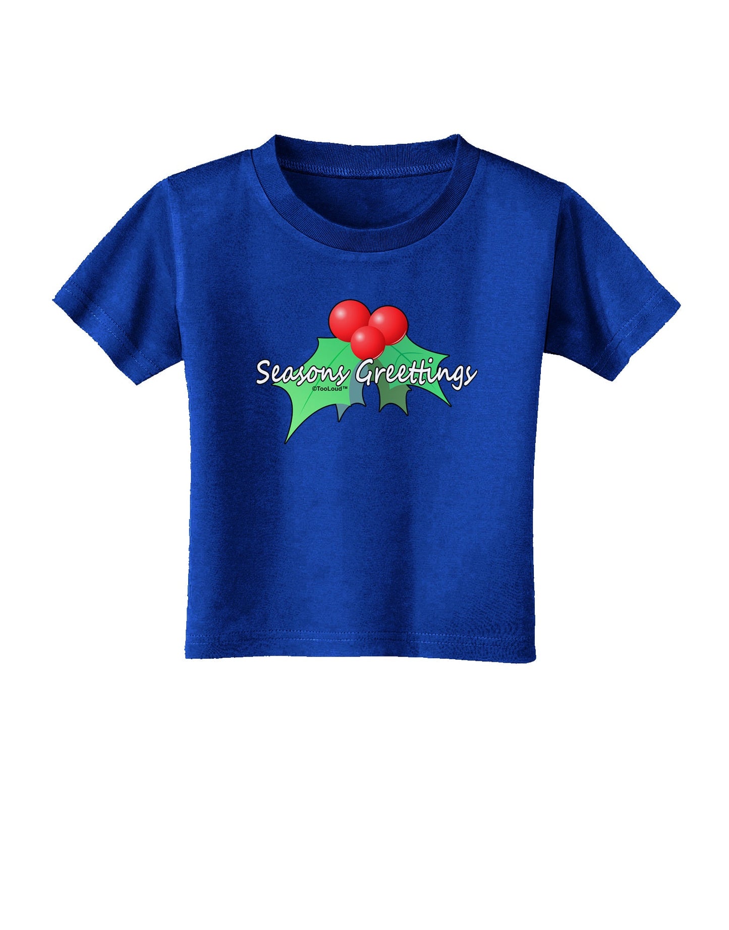 Holly Seasons Greetings Text Toddler T-Shirt Dark by TooLoud-Toddler T-Shirt-TooLoud-Red-2T-Davson Sales