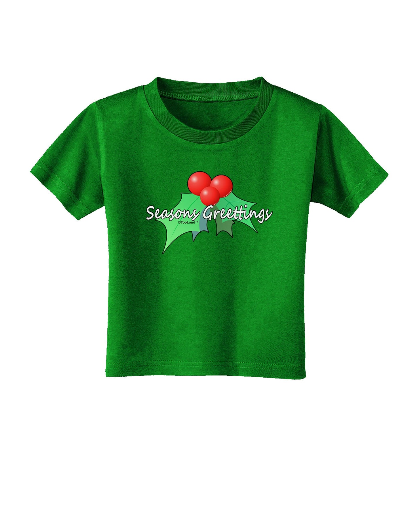 Holly Seasons Greetings Text Toddler T-Shirt Dark by TooLoud-Toddler T-Shirt-TooLoud-Royal-Blue-2T-Davson Sales