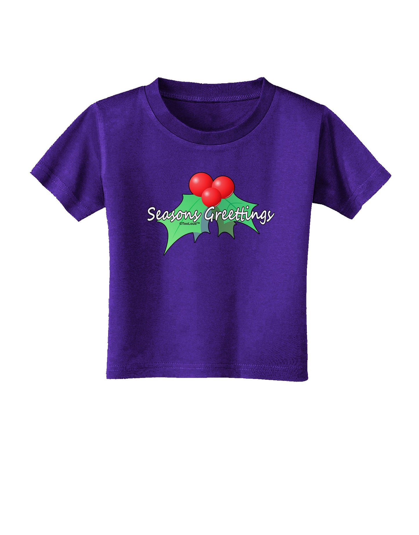 Holly Seasons Greetings Text Toddler T-Shirt Dark by TooLoud-Toddler T-Shirt-TooLoud-Purple-2T-Davson Sales