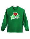 Holly Watercolor Adult Long Sleeve Dark T-Shirt-TooLoud-Kelly-Green-Small-Davson Sales