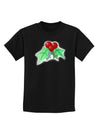 Holly Watercolor Childrens Dark T-Shirt-Childrens T-Shirt-TooLoud-Black-X-Small-Davson Sales