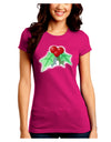 Holly Watercolor Juniors Petite Crew Dark T-Shirt-T-Shirts Juniors Tops-TooLoud-Hot-Pink-Juniors Fitted Small-Davson Sales