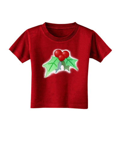 Holly Watercolor Toddler T-Shirt Dark-Toddler T-Shirt-TooLoud-Red-2T-Davson Sales