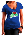 Holly Watercolor Womens V-Neck Dark T-Shirt-Womens V-Neck T-Shirts-TooLoud-Royal-Blue-Juniors Fitted Small-Davson Sales