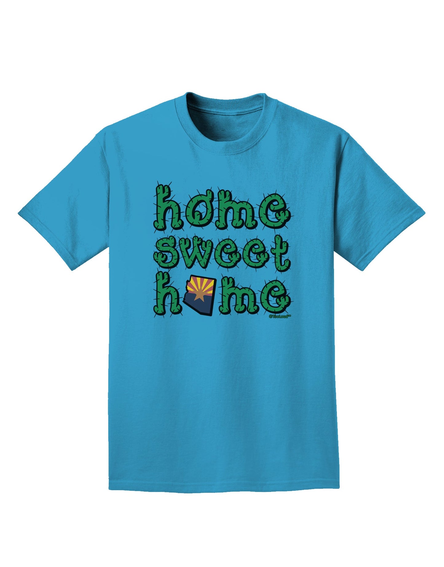 Home Sweet Home - Arizona - Cactus and State Flag Adult Dark T-Shirt by TooLoud-Mens T-Shirt-TooLoud-Turquoise-Small-Davson Sales