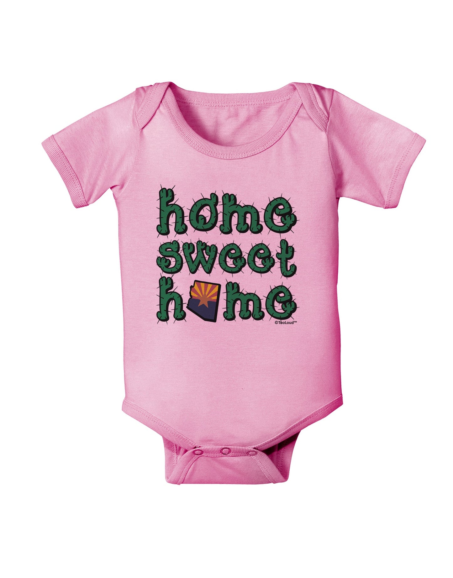 Home Sweet Home - Arizona - Cactus and State Flag Baby Romper Bodysuit by TooLoud-Baby Romper-TooLoud-Light-Pink-06-Months-Davson Sales