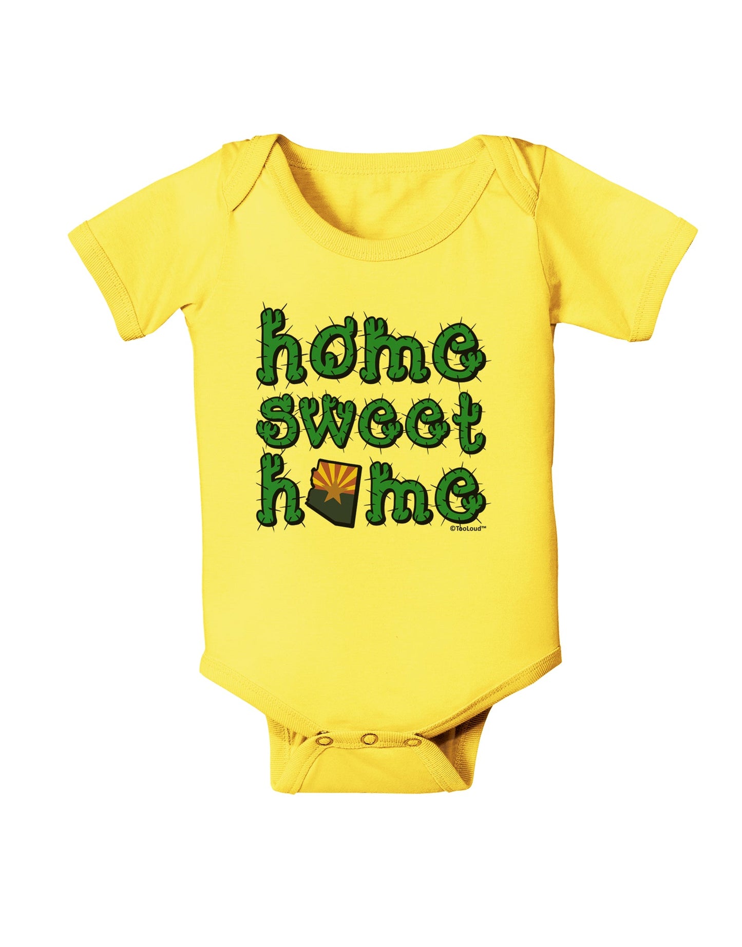 Home Sweet Home - Arizona - Cactus and State Flag Baby Romper Bodysuit by TooLoud-Baby Romper-TooLoud-Yellow-06-Months-Davson Sales