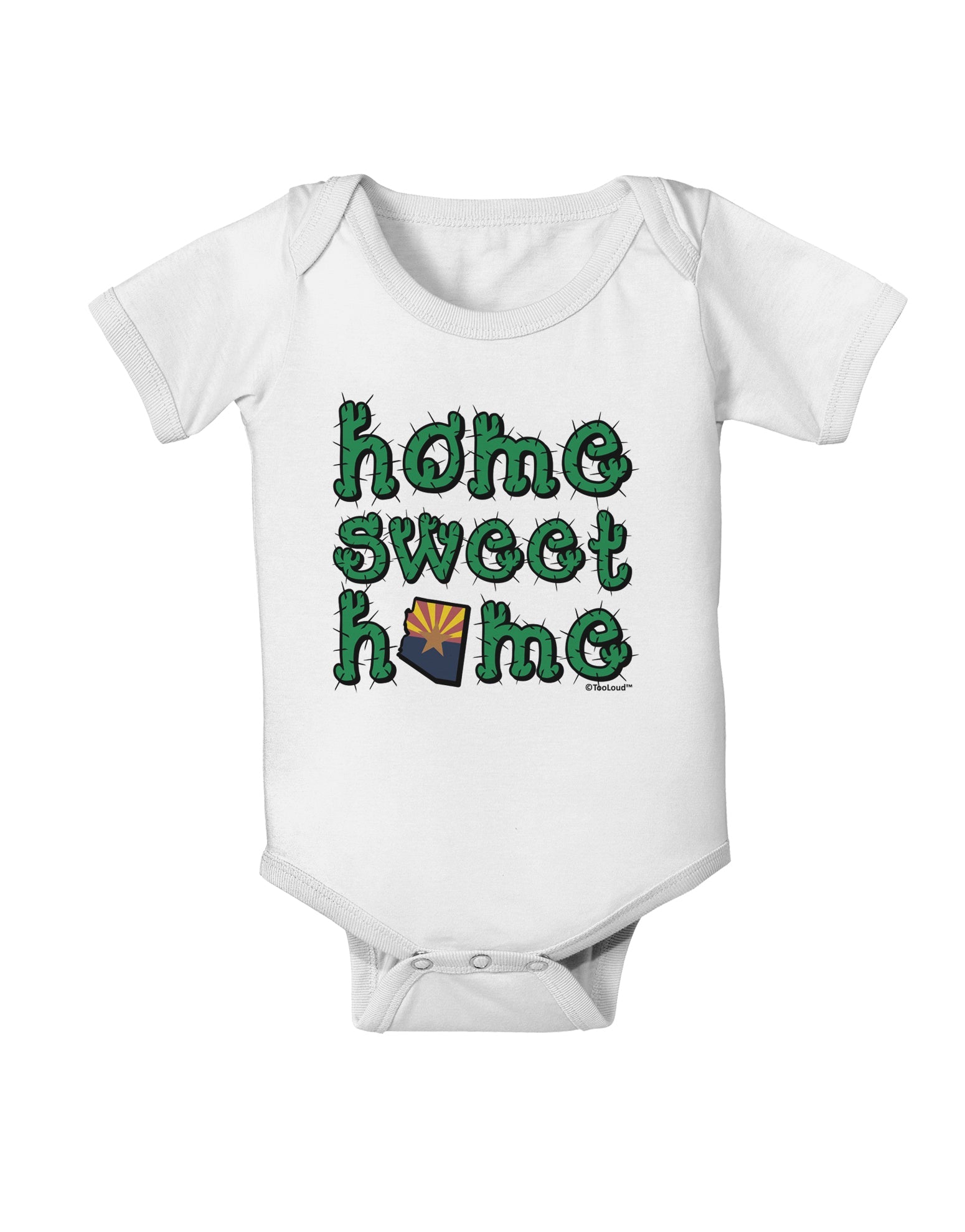 Home Sweet Home - Arizona - Cactus and State Flag Baby Romper Bodysuit by TooLoud-Baby Romper-TooLoud-White-06-Months-Davson Sales