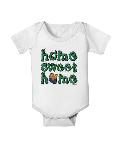 Home Sweet Home - Arizona - Cactus and State Flag Baby Romper Bodysuit by TooLoud