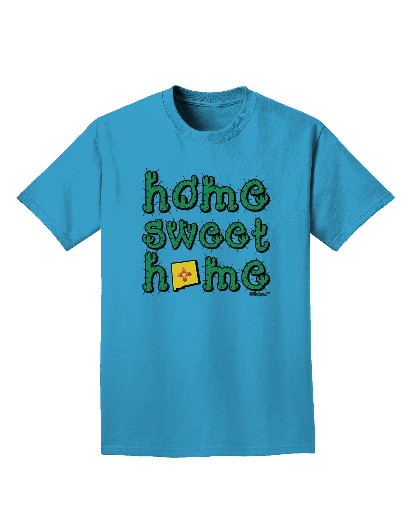 Home Sweet Home - New Mexico - Cactus and State Flag Adult Dark T-Shirt by TooLoud-Mens T-Shirt-TooLoud-Turquoise-Small-Davson Sales