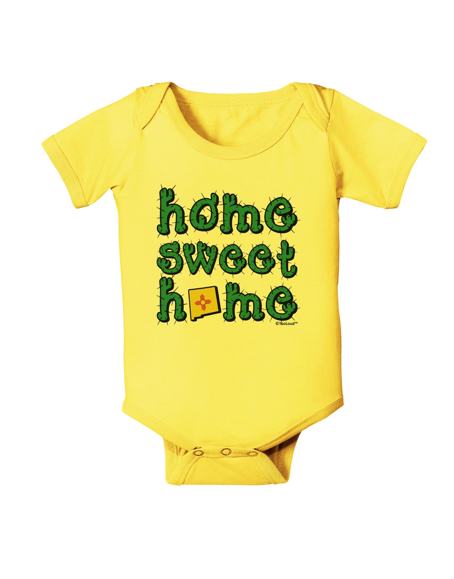 Home Sweet Home - New Mexico - Cactus and State Flag Baby Romper Bodysuit by TooLoud-Baby Romper-TooLoud-Yellow-06-Months-Davson Sales