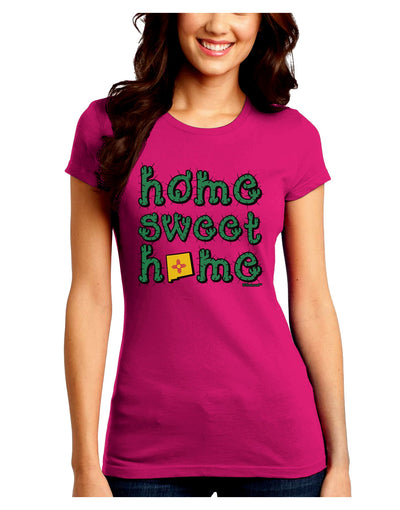 Home Sweet Home - New Mexico - Cactus and State Flag Juniors Crew Dark T-Shirt by TooLoud-T-Shirts Juniors Tops-TooLoud-Hot-Pink-Juniors Fitted Small-Davson Sales