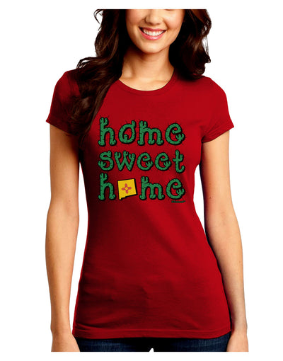 Home Sweet Home - New Mexico - Cactus and State Flag Juniors Crew Dark T-Shirt by TooLoud-T-Shirts Juniors Tops-TooLoud-Red-Juniors Fitted Small-Davson Sales