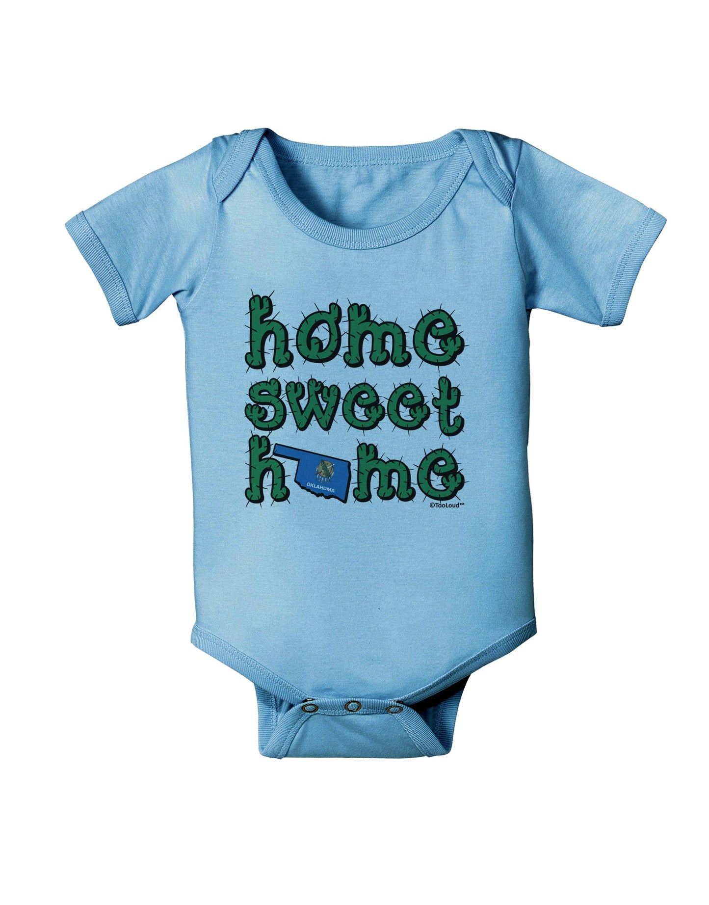Home Sweet Home - Oklahoma - Cactus and State Flag Baby Romper Bodysuit by TooLoud-Baby Romper-TooLoud-Light-Blue-06-Months-Davson Sales