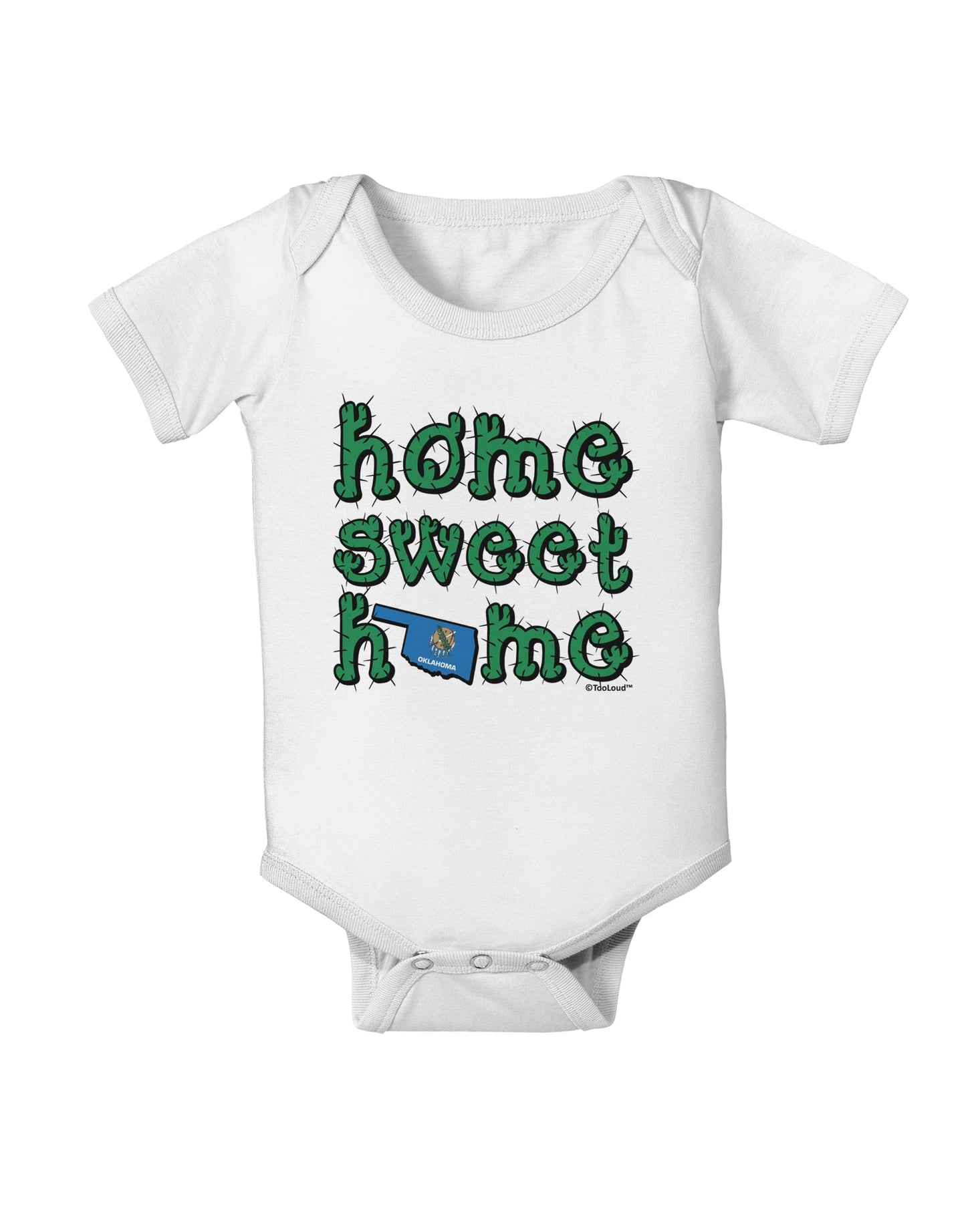 Home Sweet Home - Oklahoma - Cactus and State Flag Baby Romper Bodysuit by TooLoud-Baby Romper-TooLoud-White-06-Months-Davson Sales