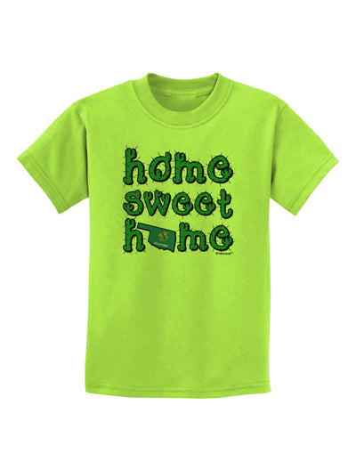 Home Sweet Home - Oklahoma - Cactus and State Flag Childrens T-Shirt by TooLoud-Childrens T-Shirt-TooLoud-Lime-Green-X-Small-Davson Sales