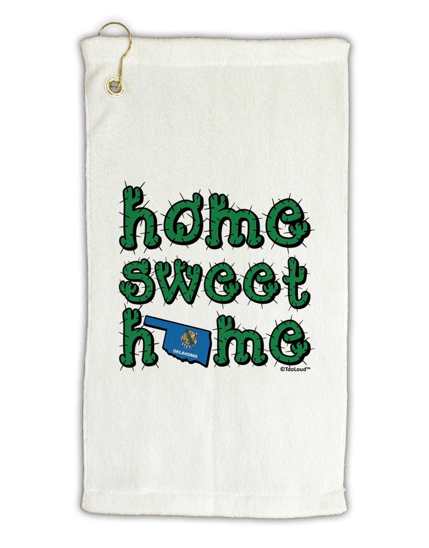 Home Sweet Home - Oklahoma - Cactus and State Flag Micro Terry Gromet Golf Towel 16 x 25 inch by TooLoud-Golf Towel-TooLoud-White-Davson Sales