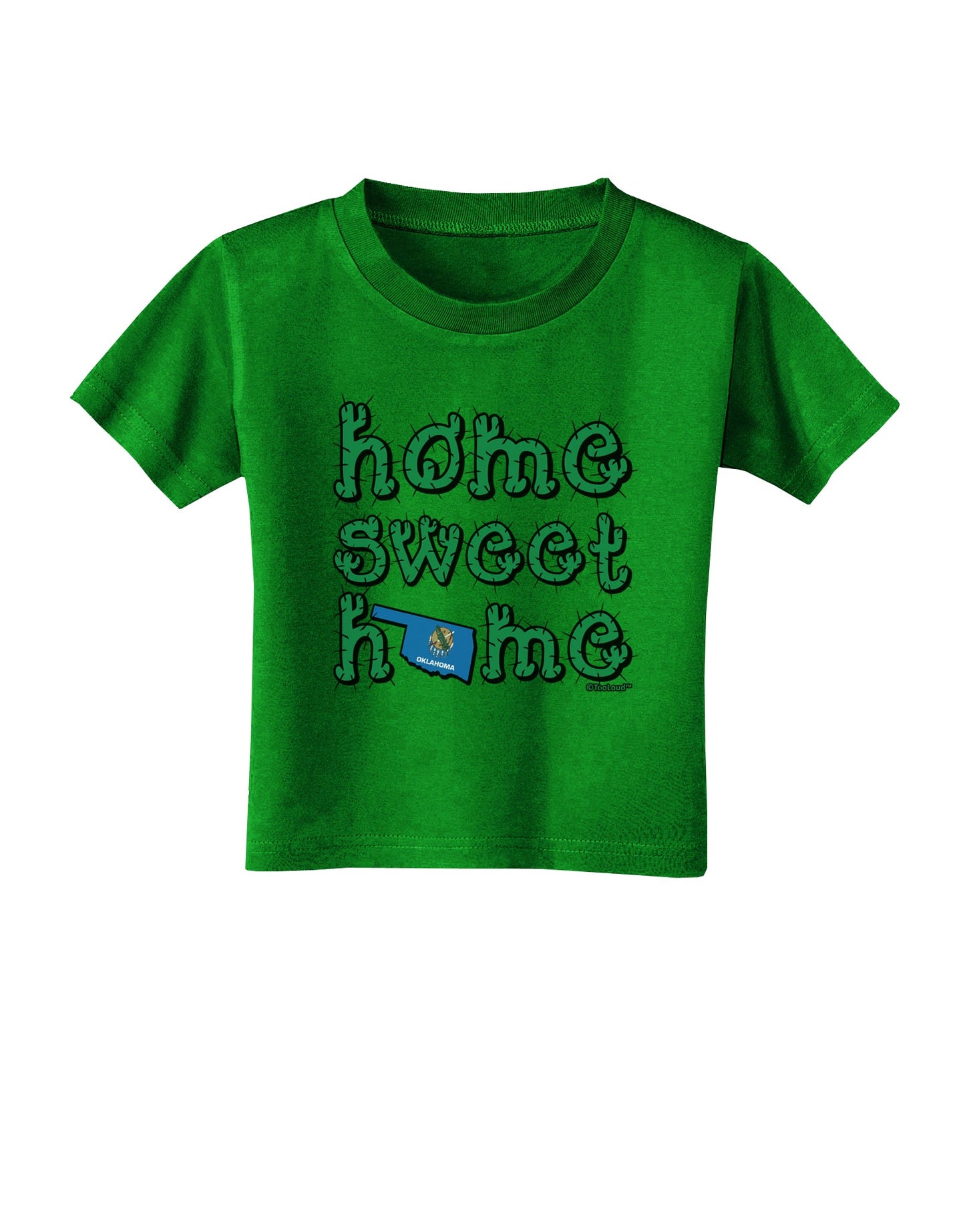 Home Sweet Home - Oklahoma - Cactus and State Flag Toddler T-Shirt Dark by TooLoud-Toddler T-Shirt-TooLoud-Clover-Green-2T-Davson Sales