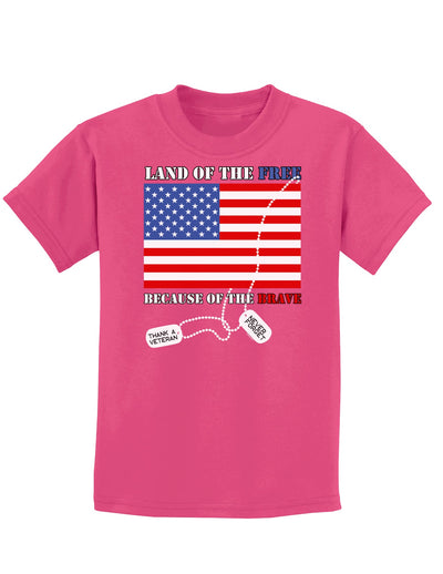 Home of the Free Because of the Brave Childrens Dark T-Shirt-Childrens T-Shirt-TooLoud-Sangria-X-Small-Davson Sales