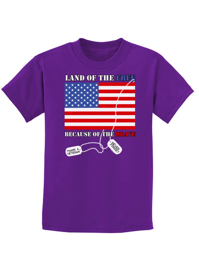 Home of the Free Because of the Brave Childrens Dark T-Shirt-Childrens T-Shirt-TooLoud-Purple-X-Small-Davson Sales