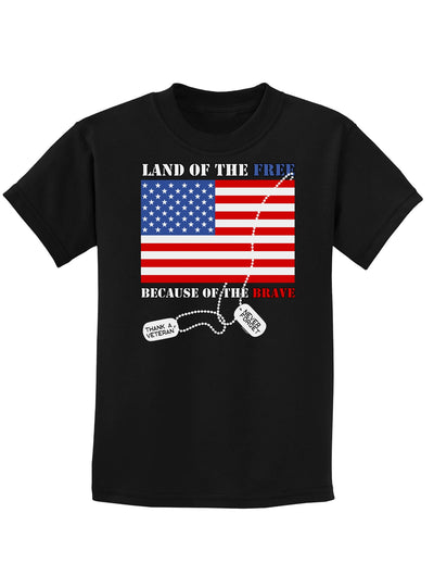 Home of the Free Because of the Brave Childrens Dark T-Shirt-Childrens T-Shirt-TooLoud-Black-X-Small-Davson Sales