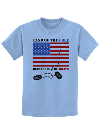 Home of the Free Because of the Brave Childrens T-Shirt-Childrens T-Shirt-TooLoud-Light-Blue-X-Small-Davson Sales