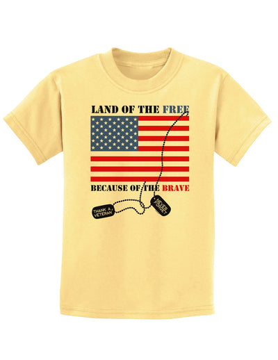 Home of the Free Because of the Brave Childrens T-Shirt-Childrens T-Shirt-TooLoud-Daffodil-Yellow-X-Small-Davson Sales