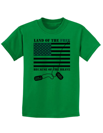 Home of the Free Because of the Brave Childrens T-Shirt-Childrens T-Shirt-TooLoud-Kelly-Green-X-Small-Davson Sales