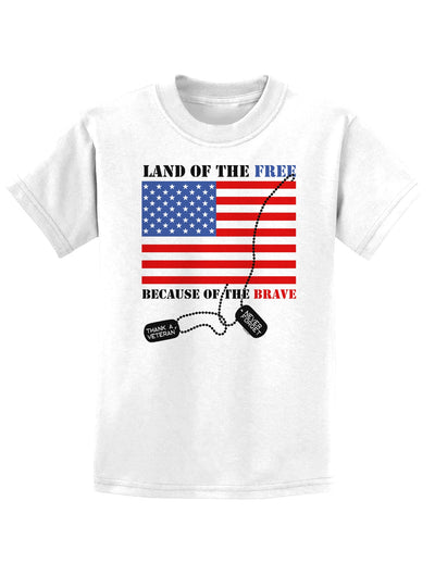 Home of the Free Because of the Brave Childrens T-Shirt-Childrens T-Shirt-TooLoud-White-X-Small-Davson Sales