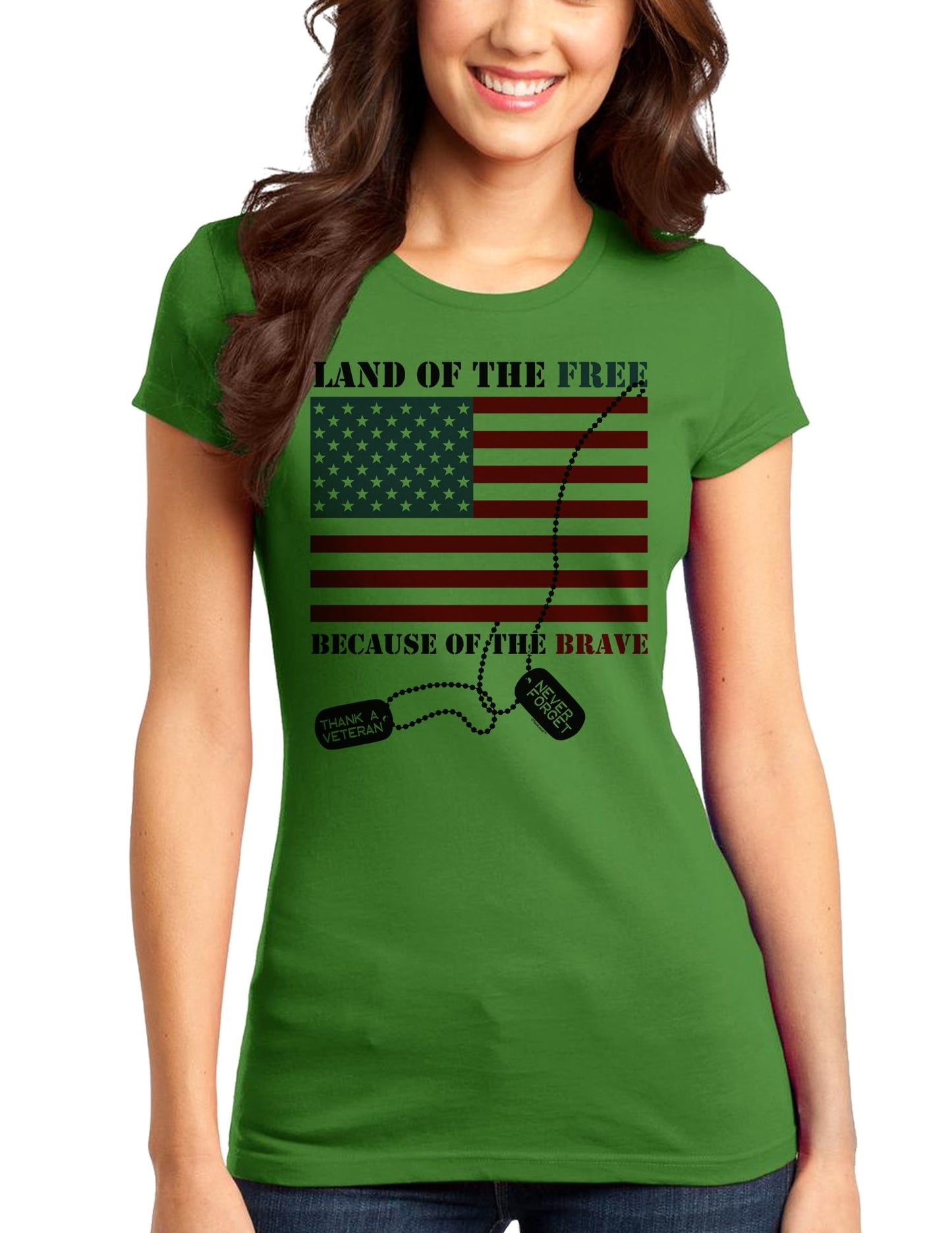 Home of the Free Because of the Brave Juniors T-Shirt-Womens Juniors T-Shirt-TooLoud-Kiwi-Green-Small-Davson Sales