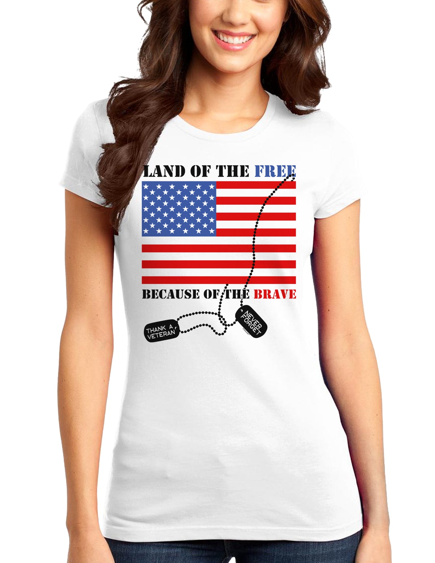 Home of the Free Because of the Brave Juniors T-Shirt-Womens Juniors T-Shirt-TooLoud-White-Small-Davson Sales