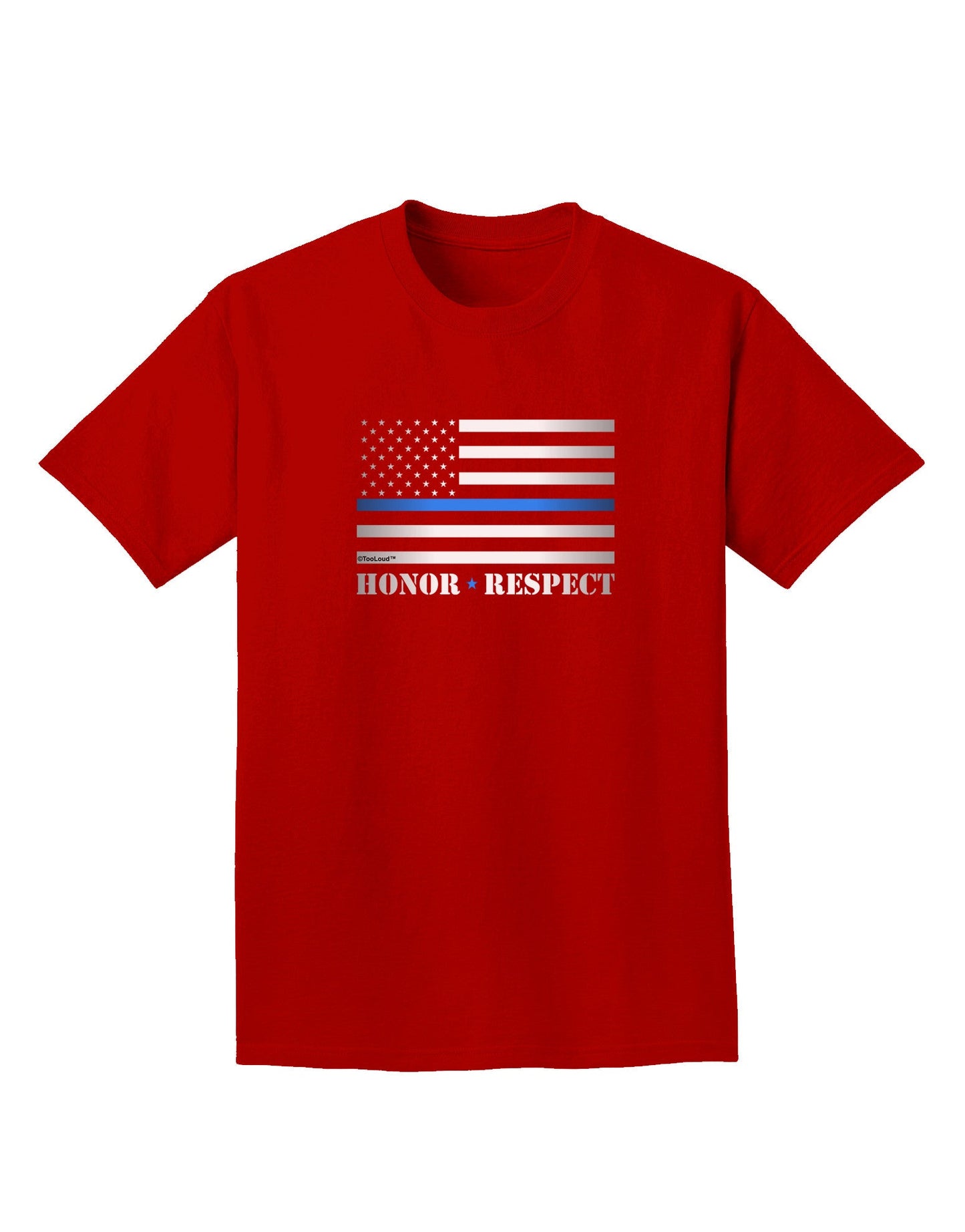 Honor Respect Blue Line Adult Dark T-Shirt-Mens T-Shirt-TooLoud-Red-Small-Davson Sales