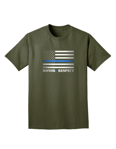 Honor Respect Blue Line Adult Dark T-Shirt-Mens T-Shirt-TooLoud-Military-Green-Small-Davson Sales