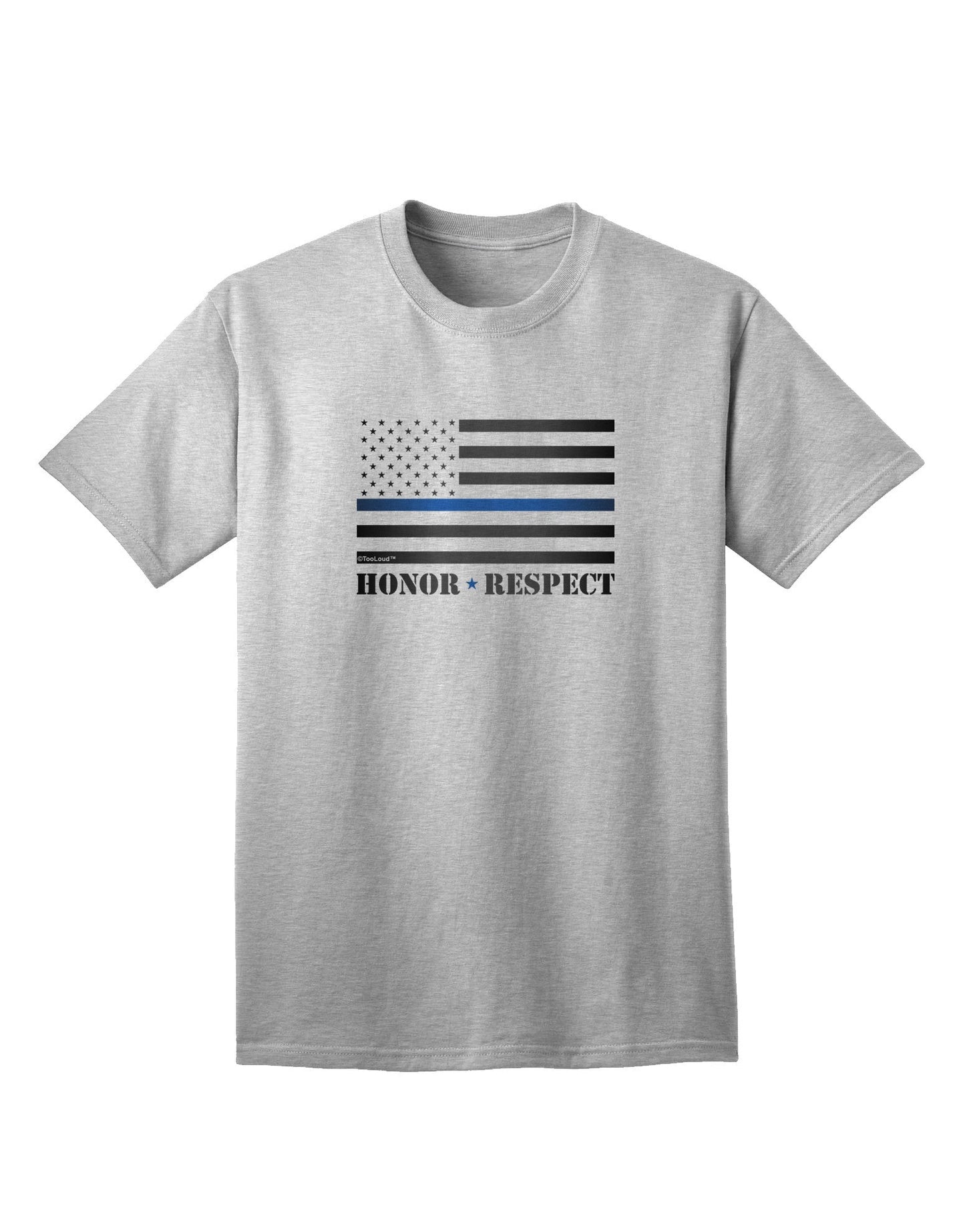 Honor Respect Blue Line Adult T-Shirt-unisex t-shirt-TooLoud-AshGray-Small-Davson Sales