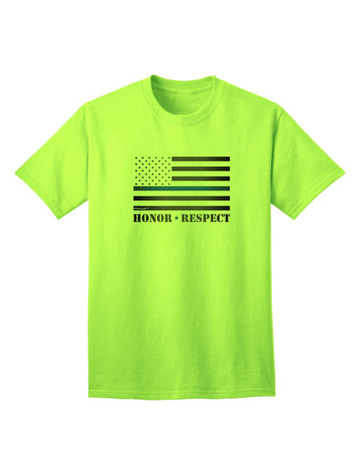 Honor Respect Blue Line Adult T-Shirt-unisex t-shirt-TooLoud-Neon-Green-Small-Davson Sales