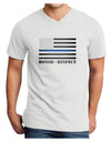 Honor Respect Blue Line Adult V-Neck T-shirt-Mens V-Neck T-Shirt-TooLoud-White-Small-Davson Sales