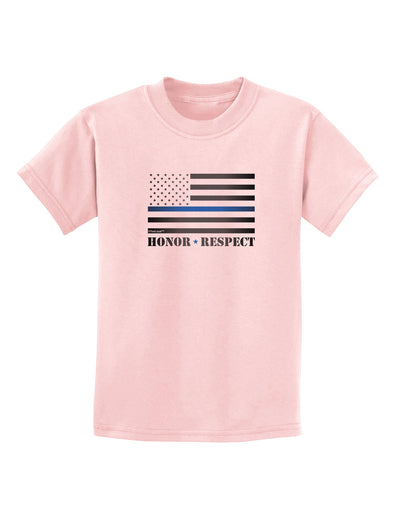 Honor Respect Blue Line Childrens T-Shirt-Childrens T-Shirt-TooLoud-PalePink-X-Small-Davson Sales