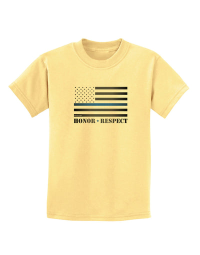 Honor Respect Blue Line Childrens T-Shirt-Childrens T-Shirt-TooLoud-Daffodil-Yellow-X-Small-Davson Sales