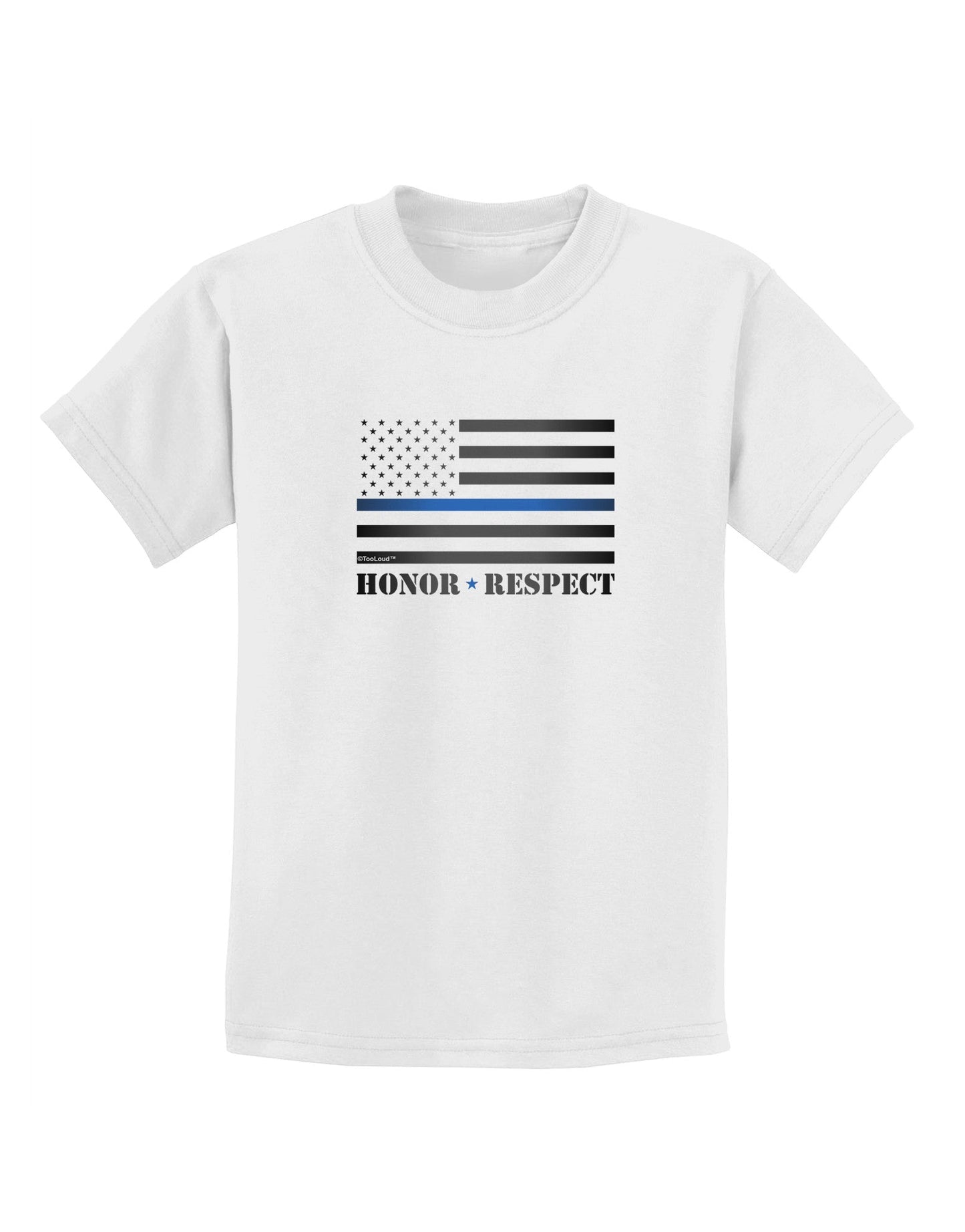 Honor Respect Blue Line Childrens T-Shirt-Childrens T-Shirt-TooLoud-White-X-Small-Davson Sales