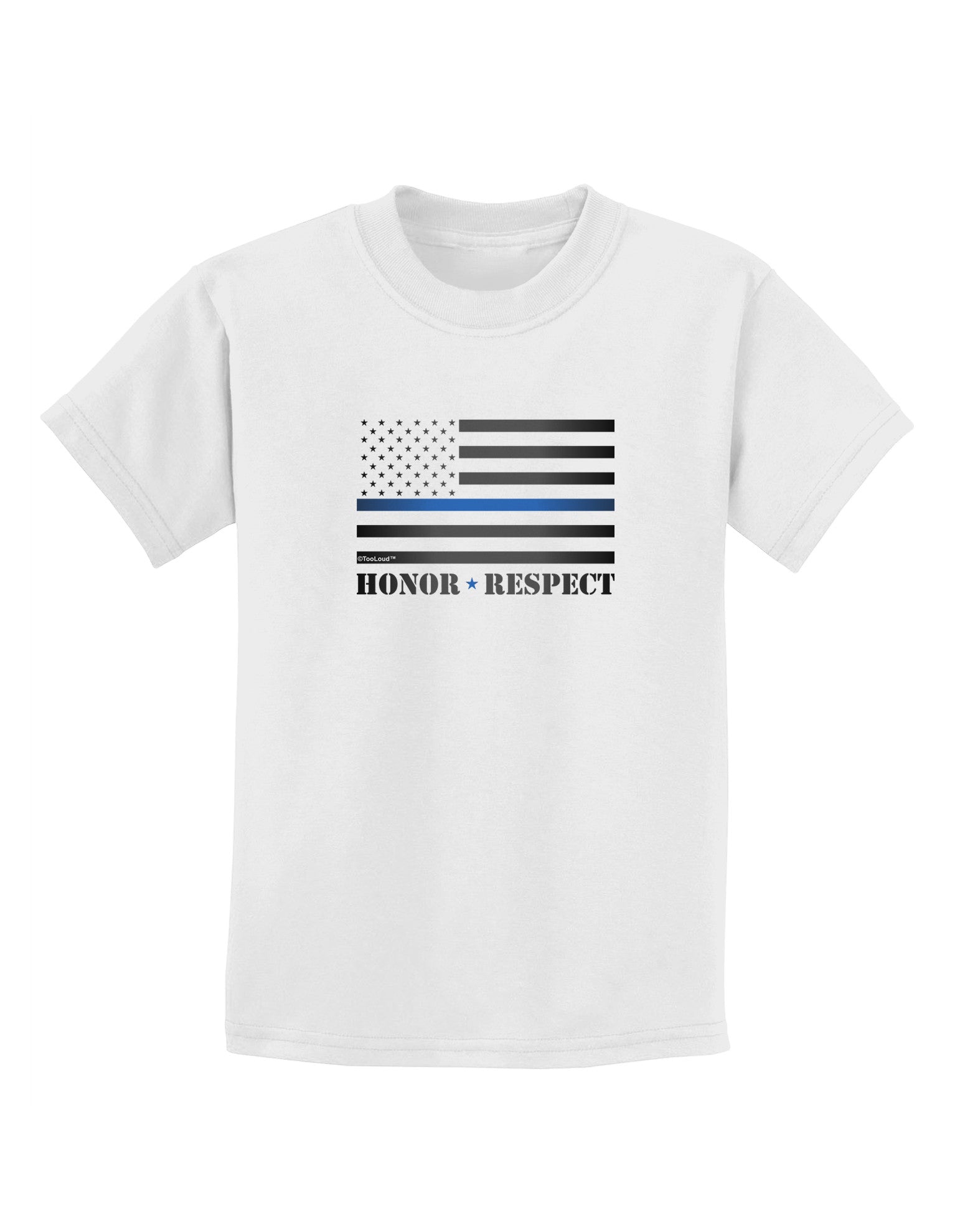 Honor Respect Blue Line Childrens T-Shirt-Childrens T-Shirt-TooLoud-White-X-Small-Davson Sales
